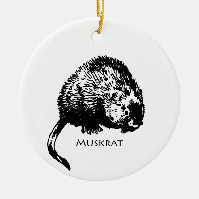Muskrat (illustration) ceramic ornament (Front)