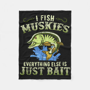 Musky Fishing Gift Idea Muskie Shirt Fleece Blanket