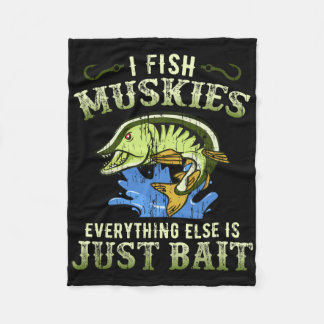 Musky Fishing Gift Idea Muskie Shirt  Fleece Blanket