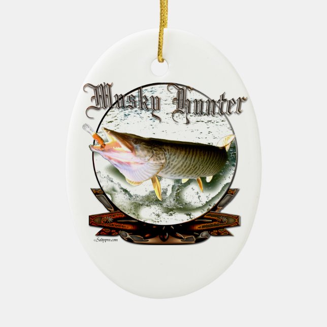 Musky hunter 1 ceramic ornament (Front)