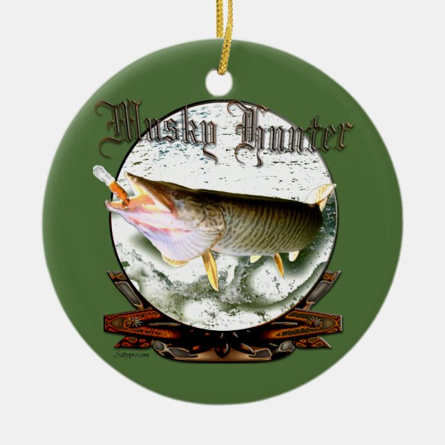 Musky hunter 1 ceramic ornament (Front)