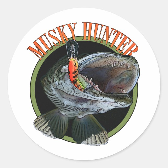 Musky hunter 7 classic round sticker (Front)