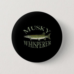 Musky Muskellunge Fish Illustration Art Fishing An Button