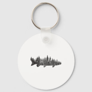 Musky Pine Forest Treeline - Outdoor Fishing Angle Keychain