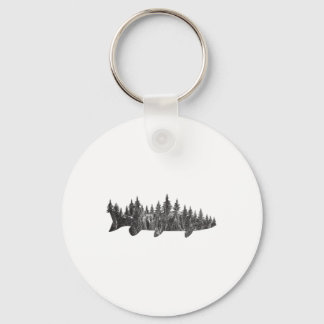 Musky Pine Forest Treeline - Outdoor Fishing Angle Keychain