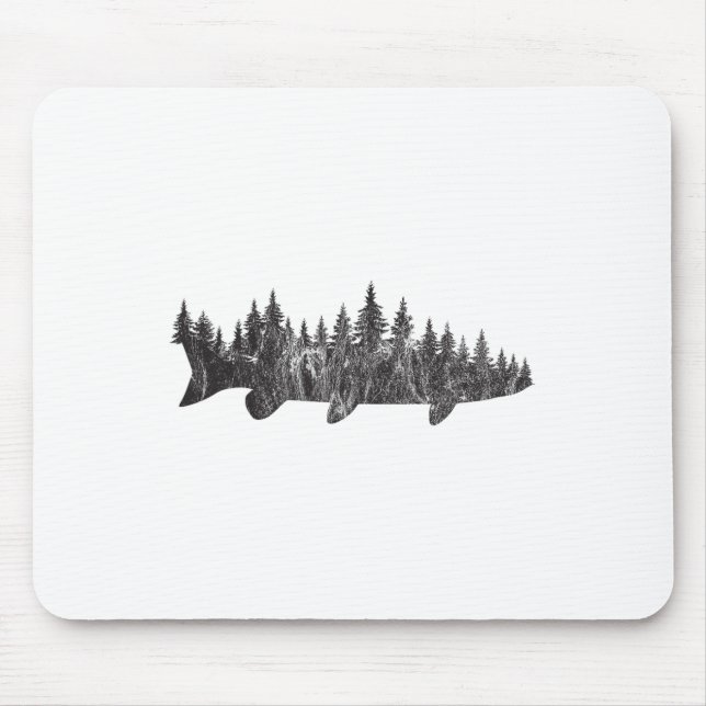 Musky Pine Forest Treeline - Outdoor Fishing Angle Mouse Pad (Front)