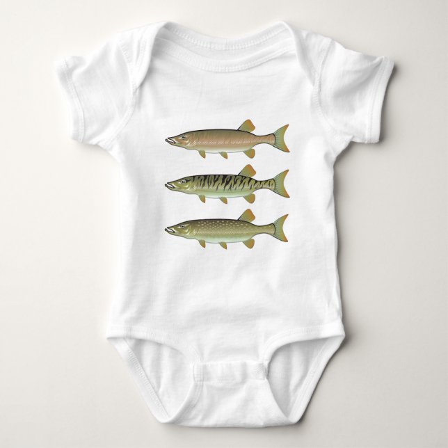 Musky Tiger musky and Northern Pike vector Baby Bodysuit (Front)