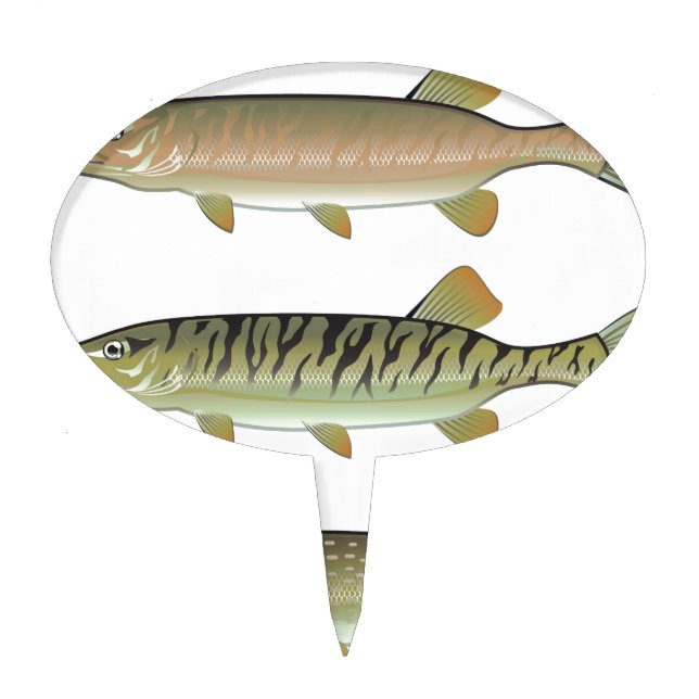 Musky Tiger musky and Northern Pike vector Cake Topper (Front)
