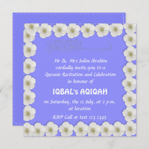 Muslim baby boy blue Aqiqah Invitation