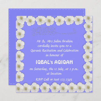 Muslim baby boy blue Aqiqah Invitation