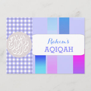Muslim baby boy blue aqiqah Islamic Invitation