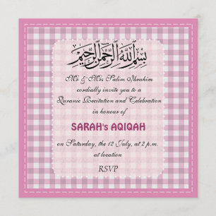 Muslim baby girl Aqiqah celebration invite