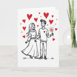 Muslim Couple Sparkling Love Card