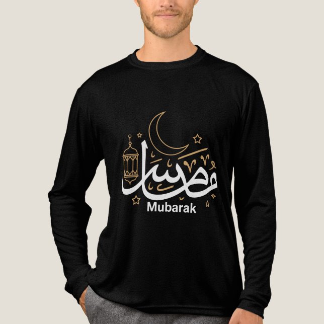Muslim Eid Mubarak Long Sleeve T-Shirt Tri-Blend Shirt (Front)
