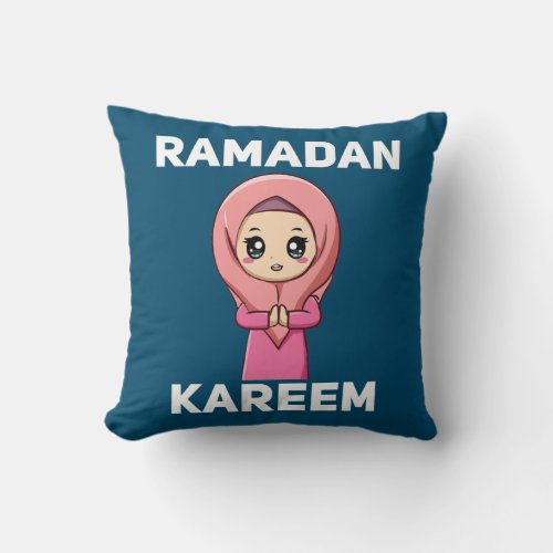 Muslim Girl Arab Ramadan Kareem Fasting Quran Throw Pillow