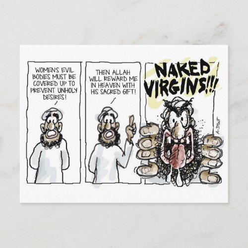 Muslim heaven72 virgins postcard