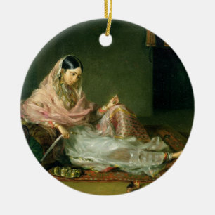 Muslim Lady Reclining, 1789 (oil on canvas) Ceramic Ornament