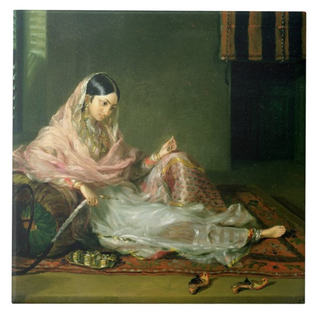 Muslim Lady Reclining, 1789 (oil on canvas) Ceramic Tile (Front)