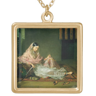 Muslim Lady Reclining, 1789 (oil on canvas) Gold Plated Necklace