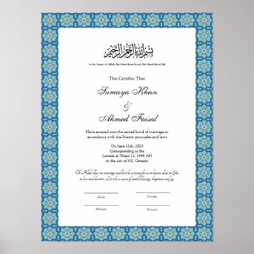 muslim nikkah certificate  poster
