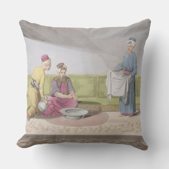 Muslim Performing his Ablutions, plate 34 from Par Throw Pillow (Front)