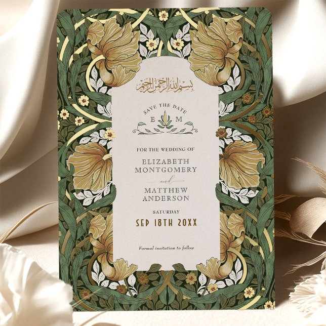 Muslim Save the Date Sage Green Pimpernel Foil Invitation (Creator Uploaded)