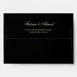 Muslim Wedding Black Minimal Modern Return Address Envelope