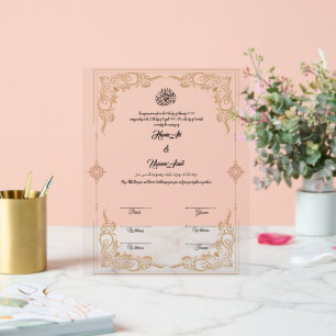 Muslim Wedding Contract Acrylic Sign