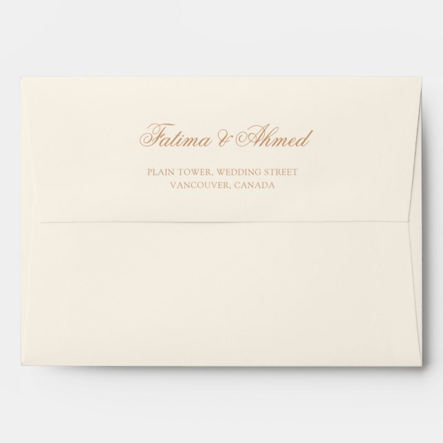 Muslim Wedding Cream Gold Return Address Envelope (Back (Top Flap))