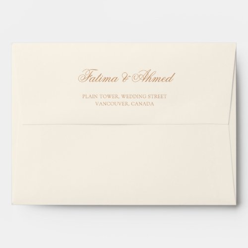 Muslim Wedding Cream Gold Vintage Return Address Envelope