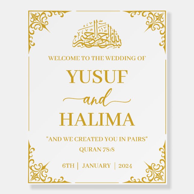 Muslim Wedding Welcome Sign (Front)