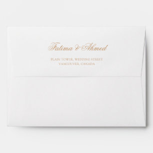 Muslim Wedding White Gold Return Address Envelope