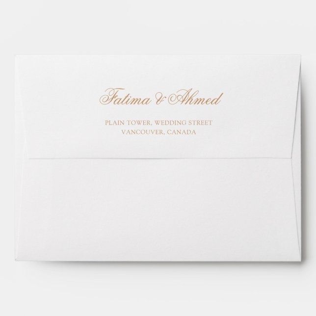 Muslim Wedding White Gold Return Address Envelope (Back (Top Flap))