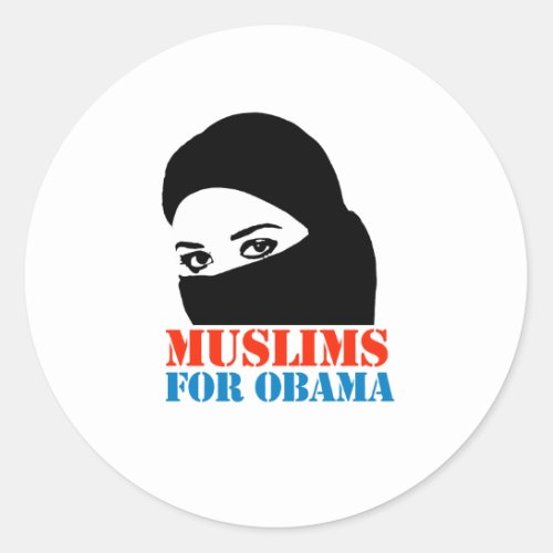 MUSLIMS FOR OBAMA CLASSIC ROUND STICKER