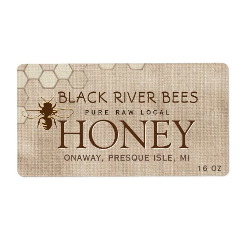 Muslin Honey Shipping Label Honeycomb  Bee       