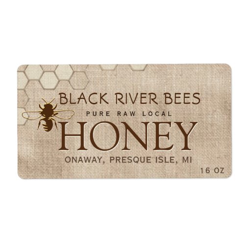 Muslin Honey Shipping Label with Comb  Bee       