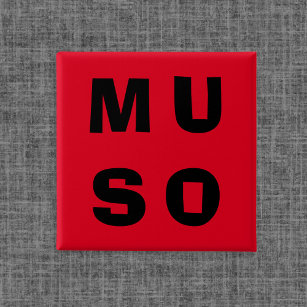 Muso Musician Contemporary Lettering Red Black Button