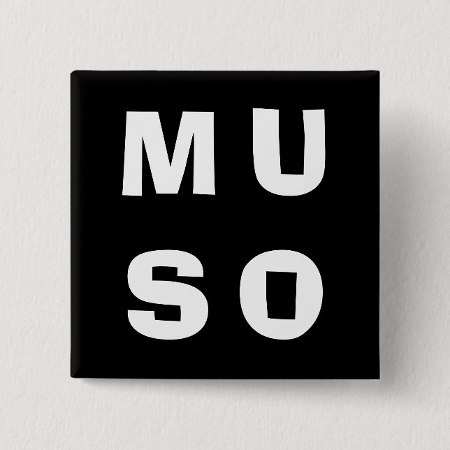Muso Musician Contemporary Minimalist Black White Button (Front)