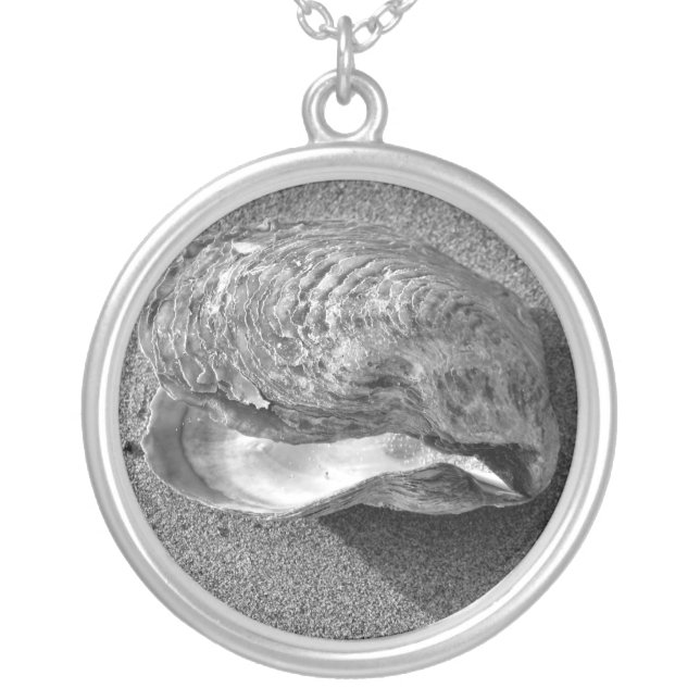 Mussel Seashell Beach Silver Necklace Pendant (Front)
