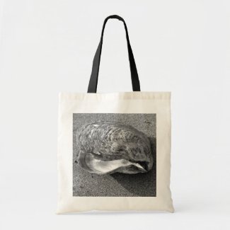 Mussel Shell Black and White Beach Tote Bag