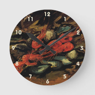 Mussels and Shrimp by Vincent van Gogh Round Clock