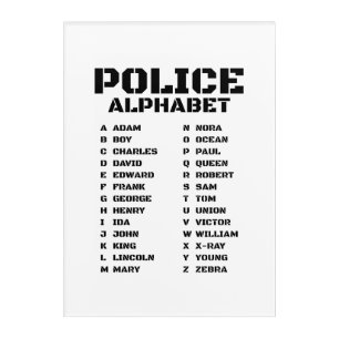 Must-have Police Alphabet From Adam to Zebra Chart Acrylic Print