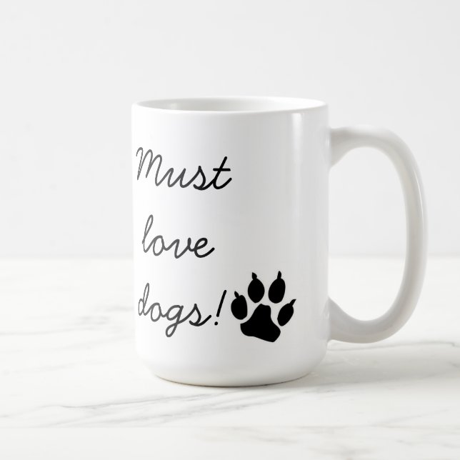 Must Love Dogs Black Paw Print Mug (Right)