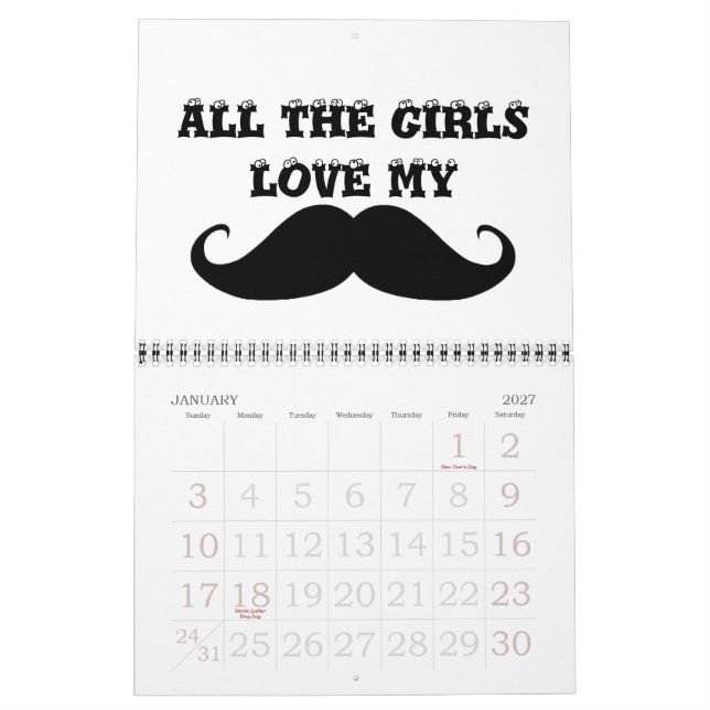Mustache 2013 calendar (Jan 2027)