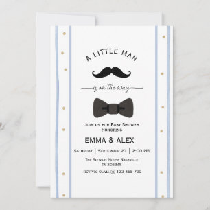 Mustache A little man is on the way Invitation