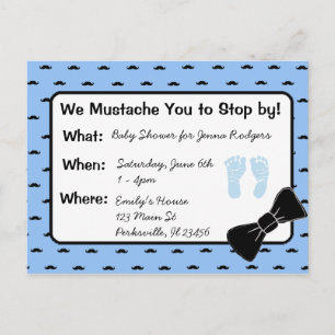 Mustache and Bow tie Baby Shower Invitation Postcard