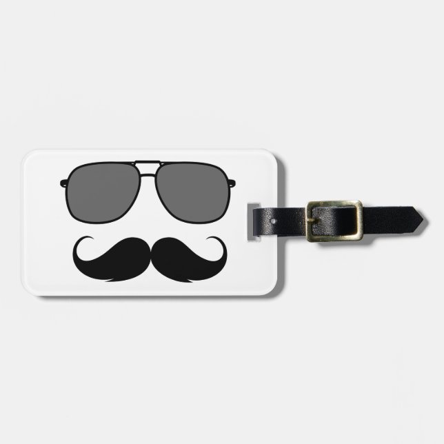 mustache and glasses luggage tag (Front Horizontal)