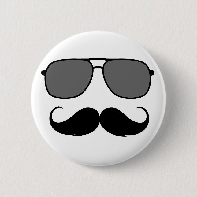 mustache and glasses pinback button (Front)