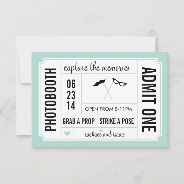 Mustache and Glasses Props Photobooth Ticket (Front)