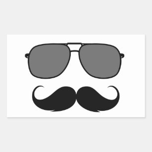 mustache and glasses rectangular sticker